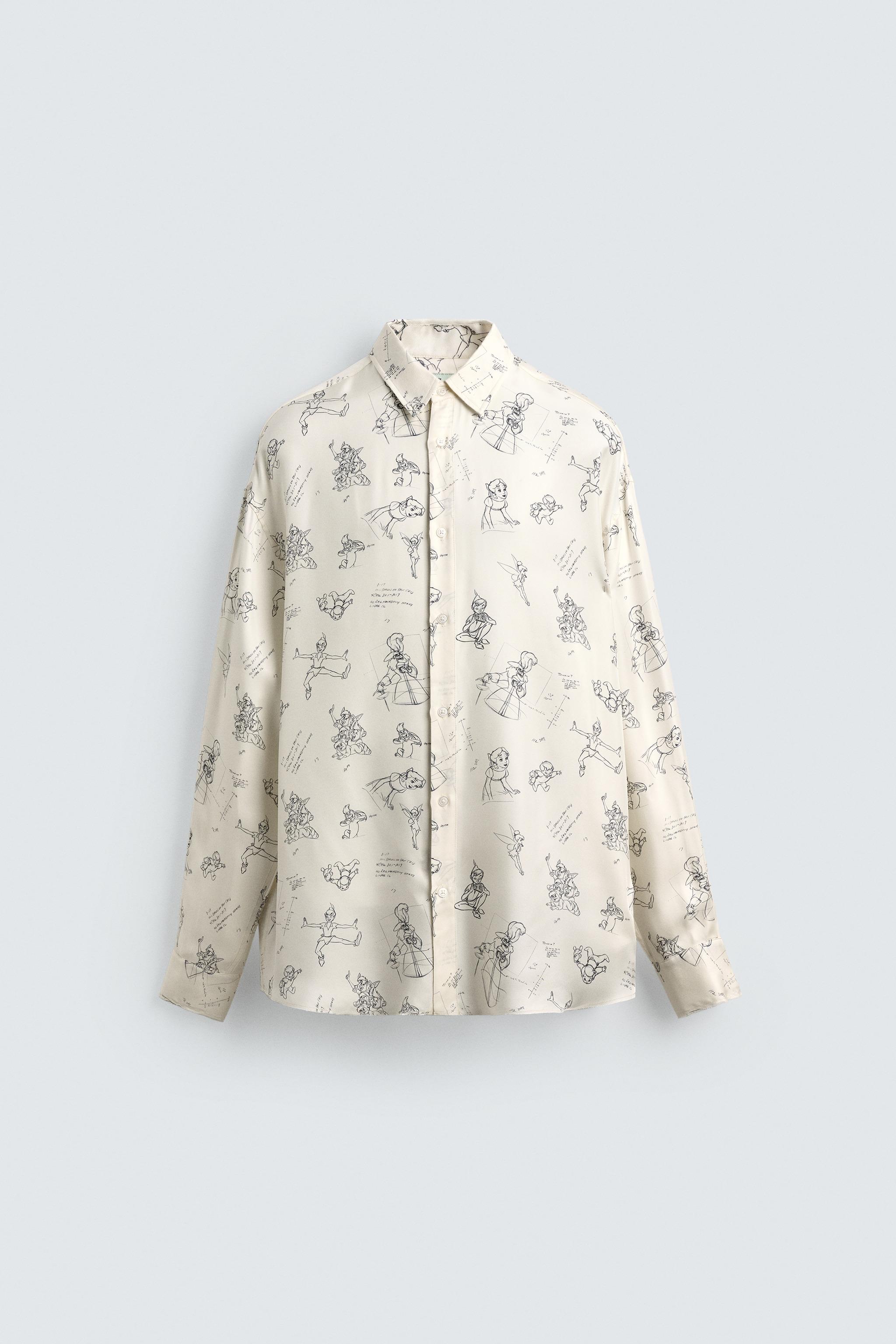PETER PAN CHARACTERS SILK-VISCOSE SHIRT HARRY LAMBERT FOR ZARA